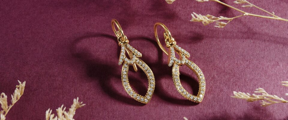 Yellow Gold and Diamond Dangle Earrings