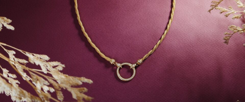 braided gold and diamond necklace